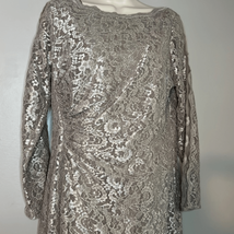 Vintage Cachet Champagne Bronze Lace Glitter Evening Gown size 12 - $48.02