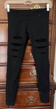 Nancy Rose Performance Black Plank 7/8 Legging size 4 fitted slits mesh ... - $24.72