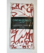 Cynthia Rowley Home 4-Pack TABLE Kitchen NAPKINS Cloth SYBIL Red FLORAL - $108.50 CAD