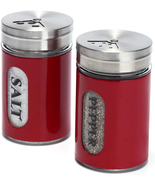Salt and Pepper Shakers Stainless Steel and Glass Set with Adjustable Po... - $10.99