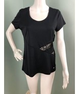 NWT Women&#39;s Bally Total Fitness S/S Black Lace Mesh Active Top Shirt Sz ... - £15.52 GBP