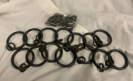 14 Curtain Rings w/ Clips Black Metal Decoratice Drapery Rings 1.25&quot; - $6.20