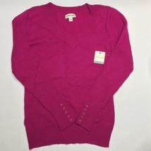 St John&#39;s Bay Women&#39;s V Neck Sweater Pink Magenta Lafayette Rose Medium - £31.37 GBP