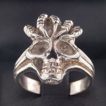 Men&#39;s Biker Skull w/Claws Sterling Silver Ring Size 11.25 - £66.48 GBP
