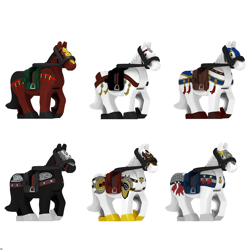 6/PCS Animal Building blocks Model Action Figures War Medieval Knight Horse - £15.35 GBP