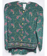 KRISTY MICHAELS 2 Pieces LADIES Skirt &amp; Button Up Shirt Size 14 Green Pa... - $13.72 CAD