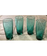 Set of 4 ~ Vintage Cristar Bilbao Smokey Green Glasses  16 oz Tall Tumbl... - $31.76