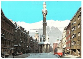 Innsbruck Austria Street Scene Old Cars Winter Olympics Venue Postcard - $9.85