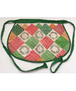 Vintage quilt  patchwork  look Chistmas colors reversible  half apron - $13.86
