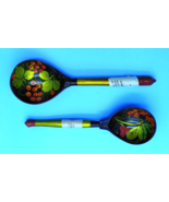 Set of 2 Traditional Russian/Ukraine Wooden Spoons Hand Painted 7 1/2&quot; B... - $11.58