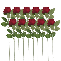 GZLHYFZ 10 Pcs Red Roses Artificial Flowers for Home Wedding Hotel Offic... - $14.99