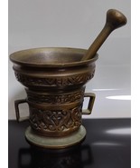 Antique Bronze Mortar and Pestle Dutch &quot;Leefte Verwint Al Dinck Anno 1590&quot; - $2,249.48 MXN