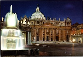 Vtg Postcard St. Peter&#39;s Square at Night, Rome, Italy, Continental, Unposted - £5.23 GBP