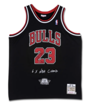Michael Jordan Autographed &#39;6x NBA Champ&#39; Embroidered Black Jersey UDA L... - £12,381.56 GBP