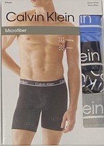 Calvin Klein 3 Men&#39;s Microfiber Boxer Briefs Large 36-38 Blues/Gray NP2444 - $29.99