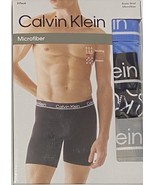 Calvin Klein 3 Men's Microfiber Boxer Briefs Large 36-38 Blues/Gray NP2444 - $27.99