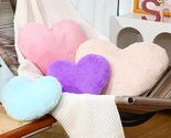Heart Pillows 4 Pieces, Cute Faux Rabbit Fur Room Decorative Throw Pillo... - $38.89