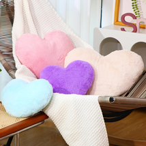 Heart Pillows 4 Pieces, Cute Faux Rabbit Fur Room Decorative Throw Pillo... - £30.81 GBP