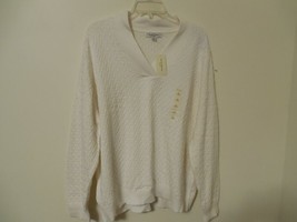 NWT Womens Plus Studio Works Pullover Sweater 3X V-Neck White Long Sleeve - £5.73 GBP