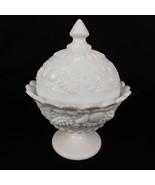VTG Westmoreland White Milk Glass Covered Footed Pedestal Candy Dish Bow... - $26.04 CAD