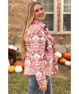 Pink Plus Size Aztec Print Chest Pocket Shacket - $24.24