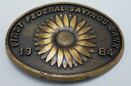 Vintage 1984 First Federal Savings Bank Newton Kansas Belt Buckle Ltd Ed... - $10.84