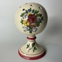 Vintage Ceramic Flower Frog Vase Hand-Painted Floral Italy Peasant Village - £39.10 GBP