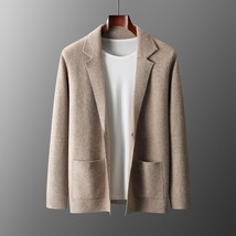 Wool Knitted Jacket Men&#39;s Trendy Casual Business Small Suit External Thick Sweat - £74.12 GBP+