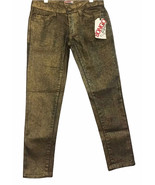 NEW Bongo Girls Gold Foiled Coated Denim Skinny Jeans with Stretch Size 7 8 - $17.76 CAD