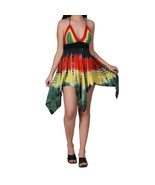  BOHO Beach Dress   Tie-Dye Crochet Rasta Jamaican Festive Backless Halt... - $50.74 CAD