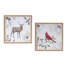 Deer and Cardinal Frame (Set of 2) 10.25&quot;SQ Plastic/MDF - £35.26 GBP