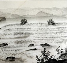 Oregon Trail Salmon Falls 1850 Hand Lithograph Victorian Columbia River DWAA1B - $59.99