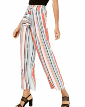 NWT Bar III Womens Belted Casual Wide Leg Striped Pants Size Medium M - £28.34 GBP