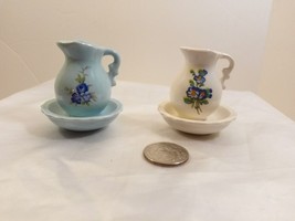 Set of 2 Vintage Miniature Ceramic Water Pitcher &amp; Basin 1976 Duncan Enterprise - £23.68 GBP