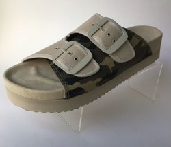 NEW ZARA SRPLS Double Buckle Camo &amp; Tan Platform Flat Sandals (Size 38/U... - £23.73 GBP
