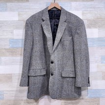 Harris Tweed Stafford Wool Sport Coat Gray Herringbone Check Classic Men... - $188.09