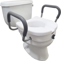 E-Z Lock Raised Toilet Seat with Handles, 5&quot; Toilet Seat Riser with Arms... - $77.45