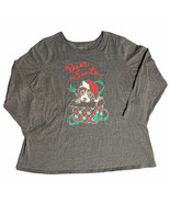 Woman Within Gray Dear Santa Christmas Puppy Dog Long Sleeve Shirt Size ... - $19.79