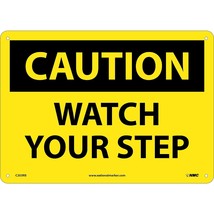 NMC C203RB OSHA Sign, "CAUTION WATCH YOUR STEP", 14" Width x 10" Height, Rigid P - £23.52 GBP