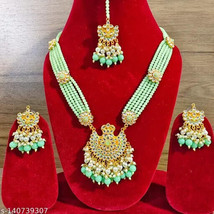 Rajasthani Jewelry Kundan Necklace Earrings Marwadi Traditional Gold Plated b - £5.44 GBP