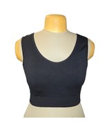 Athleta Womens Medium Seamless Ribbed Crop Tank Black Activewear Yoga Lo... - $26.20 CAD