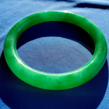EARTH MINED Green Jade Deco Antique Bangle Old Semi Translucent Bracelet - £47,135.71 GBP
