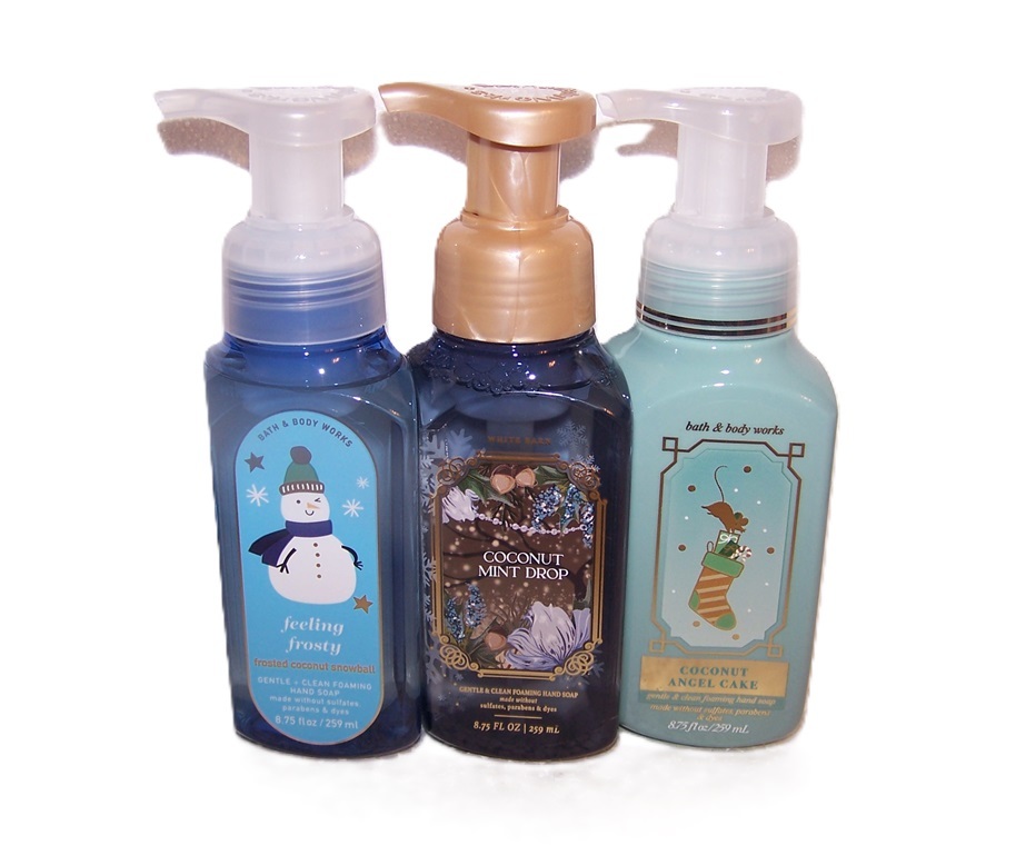 Coconut Mint Drop, Frosted Snowball, Angel Cake Foaming Soap Bath & Body Works