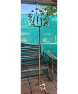 Vintage Gold Metal Floor Candelabra With Crystal Droplets - $855.30 MXN