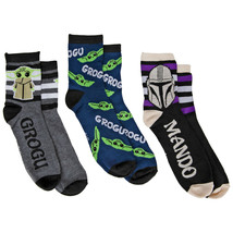 Star Wars The Mandalorian and The Child Grogu 3-Pack 3/4 Crew Socks Multi-Color - £15.64 GBP