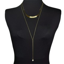 BaubleBar Tiered Necklace Gold Tone Chain Pave Star and Moon Layered - £31.96 GBP