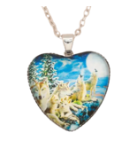 Wolf Pack Howling Heart Pendant Necklace - New - £10.17 GBP