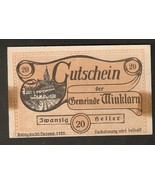 Austria Gutschein Gemeinde WINKLARN in Nieder-Österreich 20 heller 1920 ... - £3.92 GBP