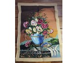 Finished Needlepoint Flowers In A Vase 27&quot; X 19&quot; - $35.63