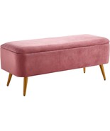 Ball And Cast Upholstered Velvet Storage Bench 44&quot;W X 16&quot;D X 18&quot;H Rose,G... - £138.45 GBP